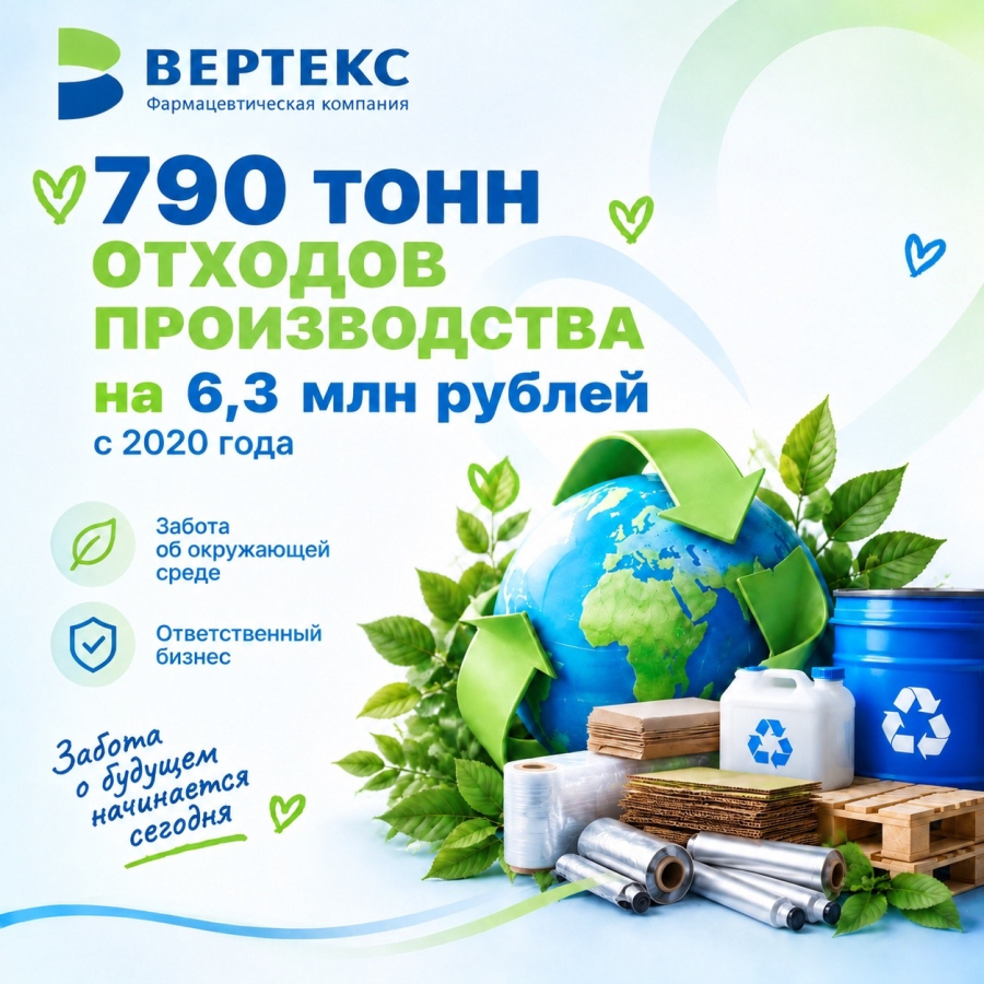 "ВЕРТЕКС" направил на переработку более 790 тонн отходов с 2020 г.